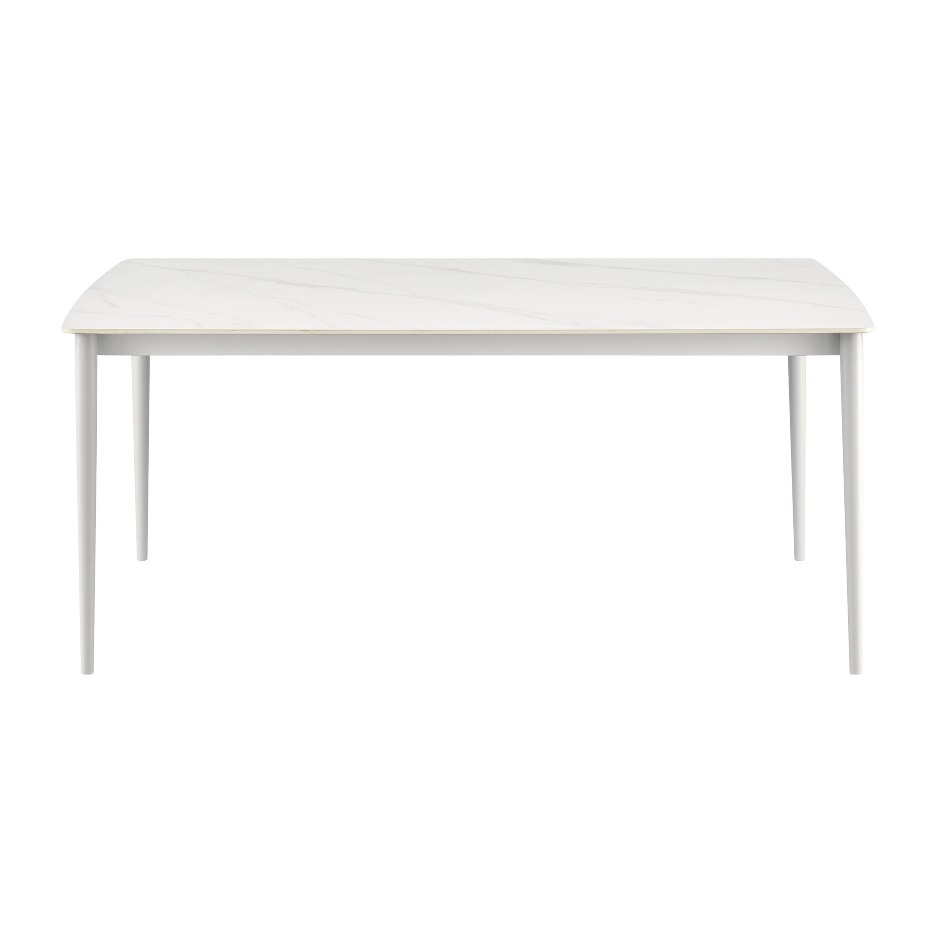 Rue 71 Inch Outdoor Patio Dining Table, Sintered Stone Top, White Frame