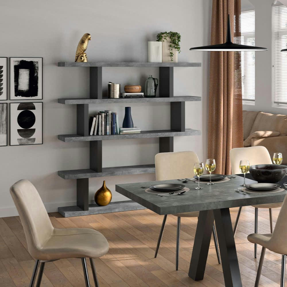 STEP - Bibliothèque effet bois béton et noir