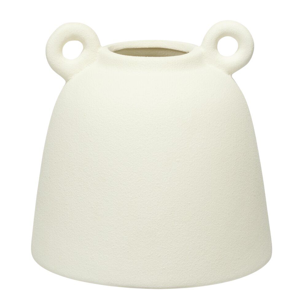 Vase céramique avec petites anses rondes blanc mat Ø15xH15cm