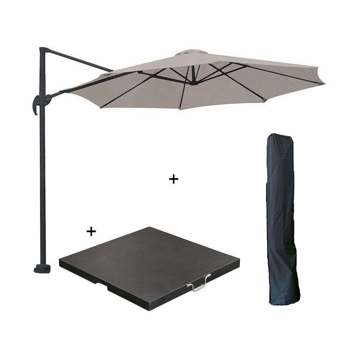 Garden Impressions zweefparasol Hawaii S zand Ø300 cm incl 80 kg voet en hoes