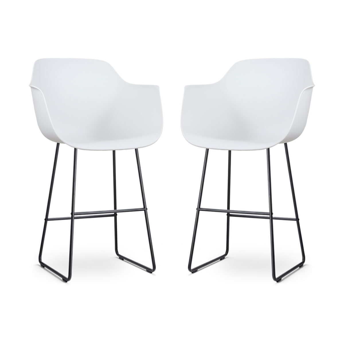 Nolon Nino-Puk barkruk wit - zwart onderstel - 75 cm - set van 2
