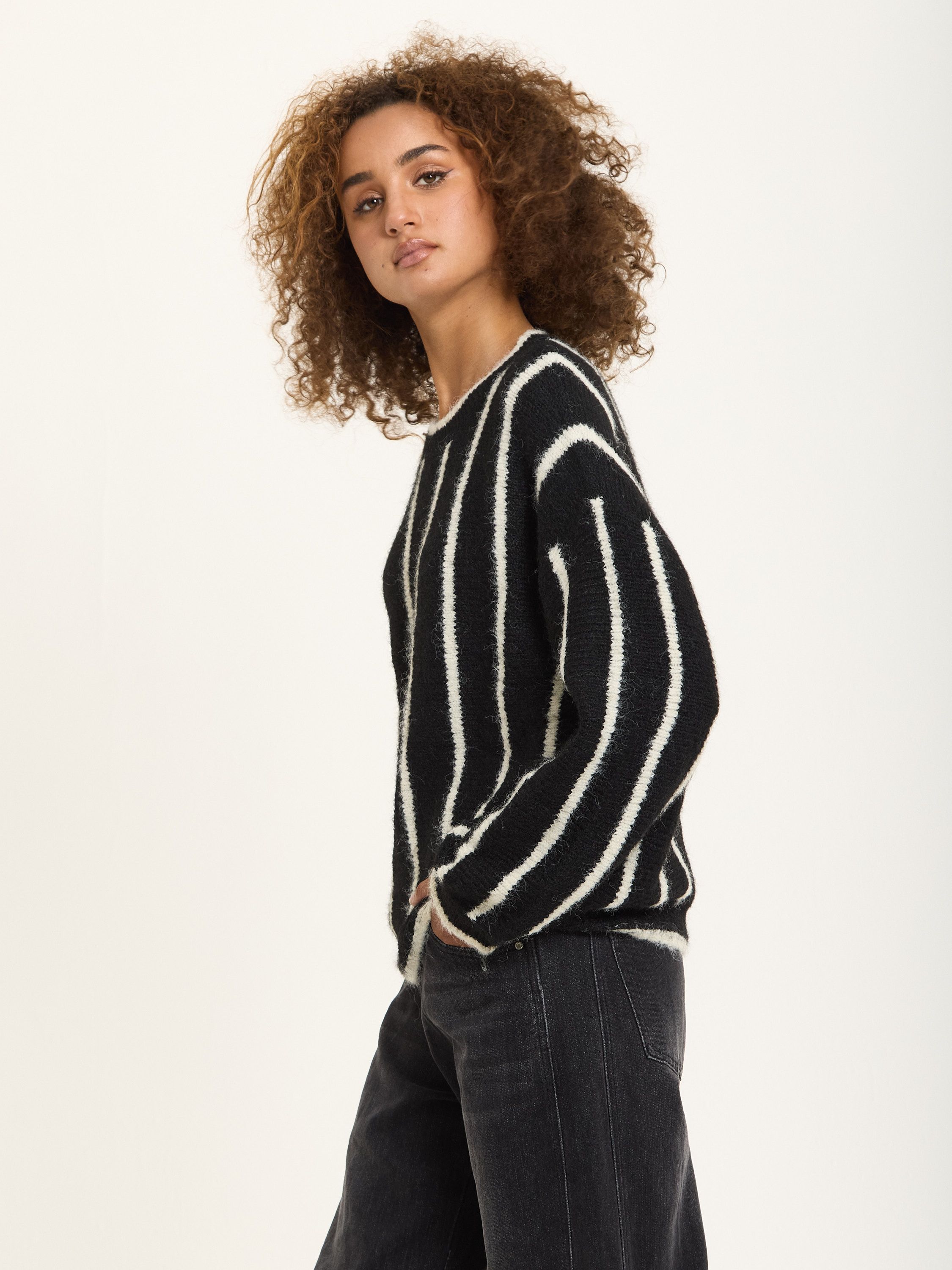 House of Holland Striped Wool Blend Chunky Knit Jumper