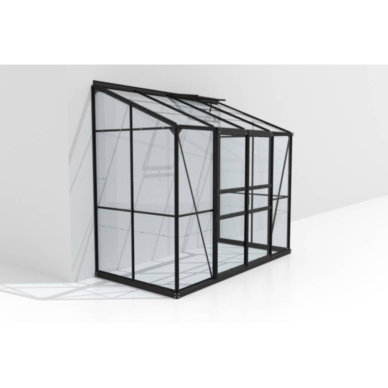 Serre adossée en verre Styx noire 3,3 m² VITAVIA