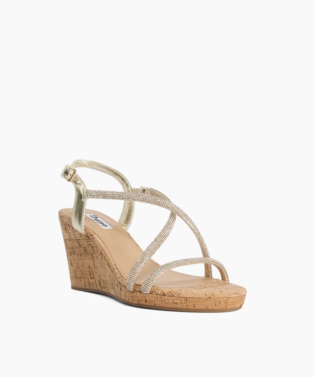 Kiikii Gold - Gold Cork Wedge Sandals