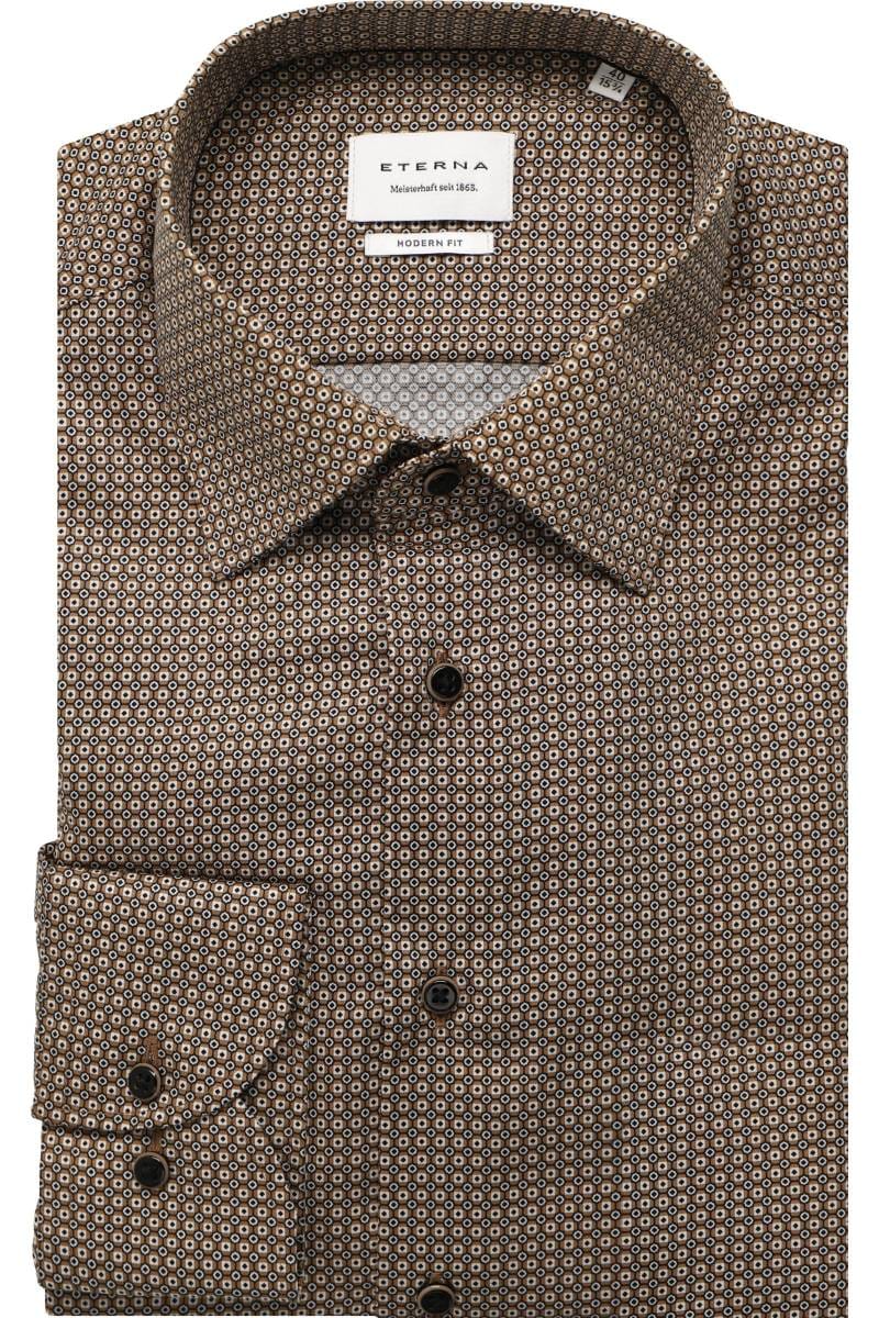 ETERNA Modern Fit Hemd beige, Bedruckt