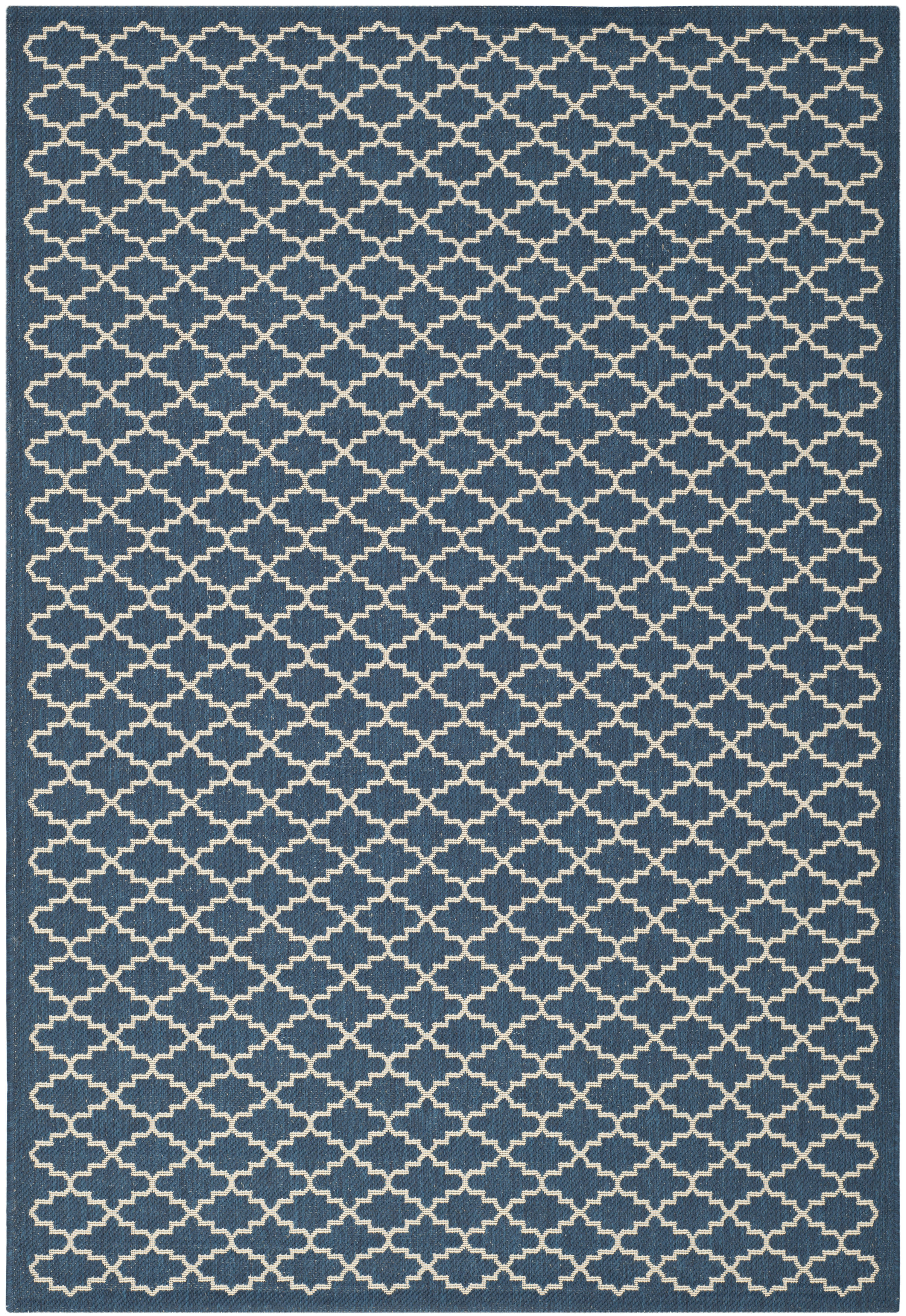 COURTYARD - Tapis interieur & exterieur en bleu marine & beige, 201 x 290 cm