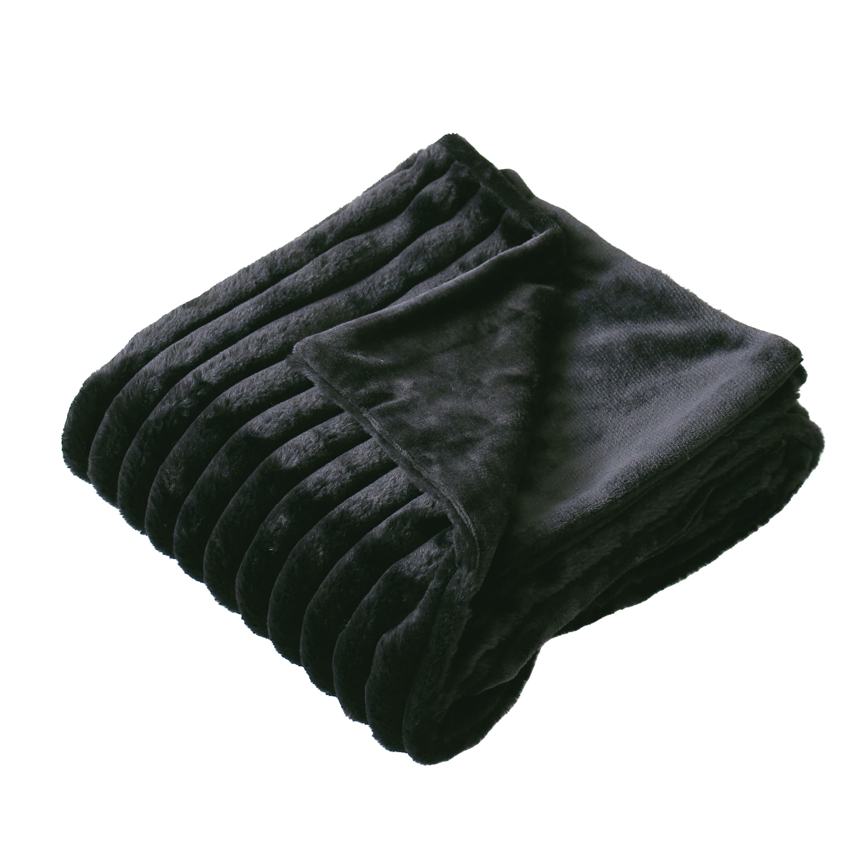 MATISSE - Plaid côtelé noir effet fourrure 125x150cm