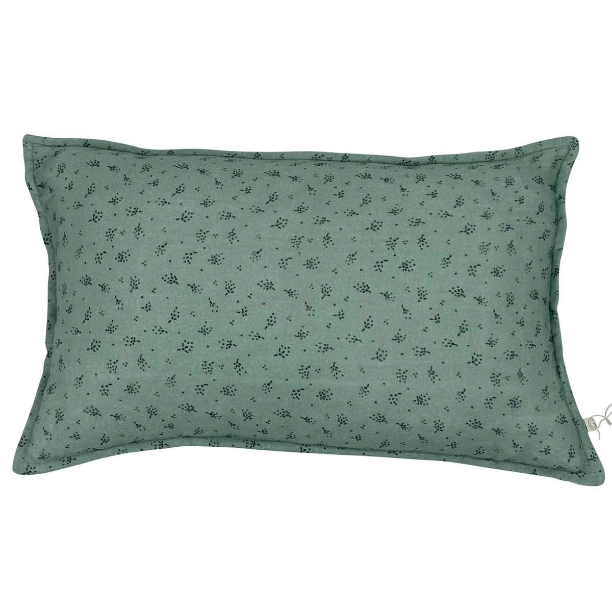 GREEN & KIDS - Housse de coussin en gaze de coton bio à motifs vert 30x50
