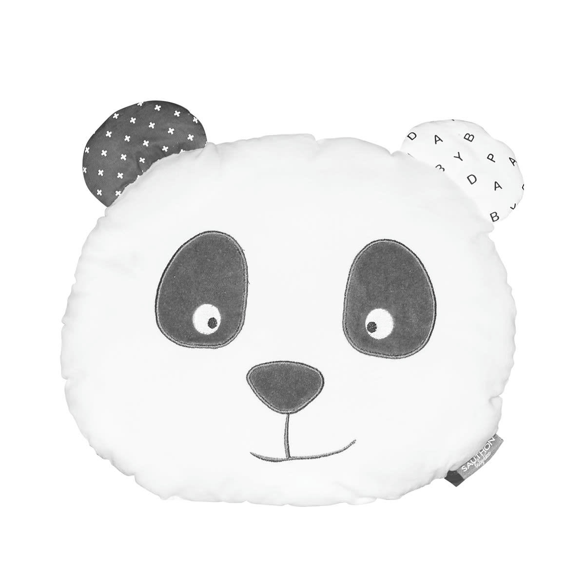 CHAO CHAO - Coussin panda 35x8cm en coton blanc