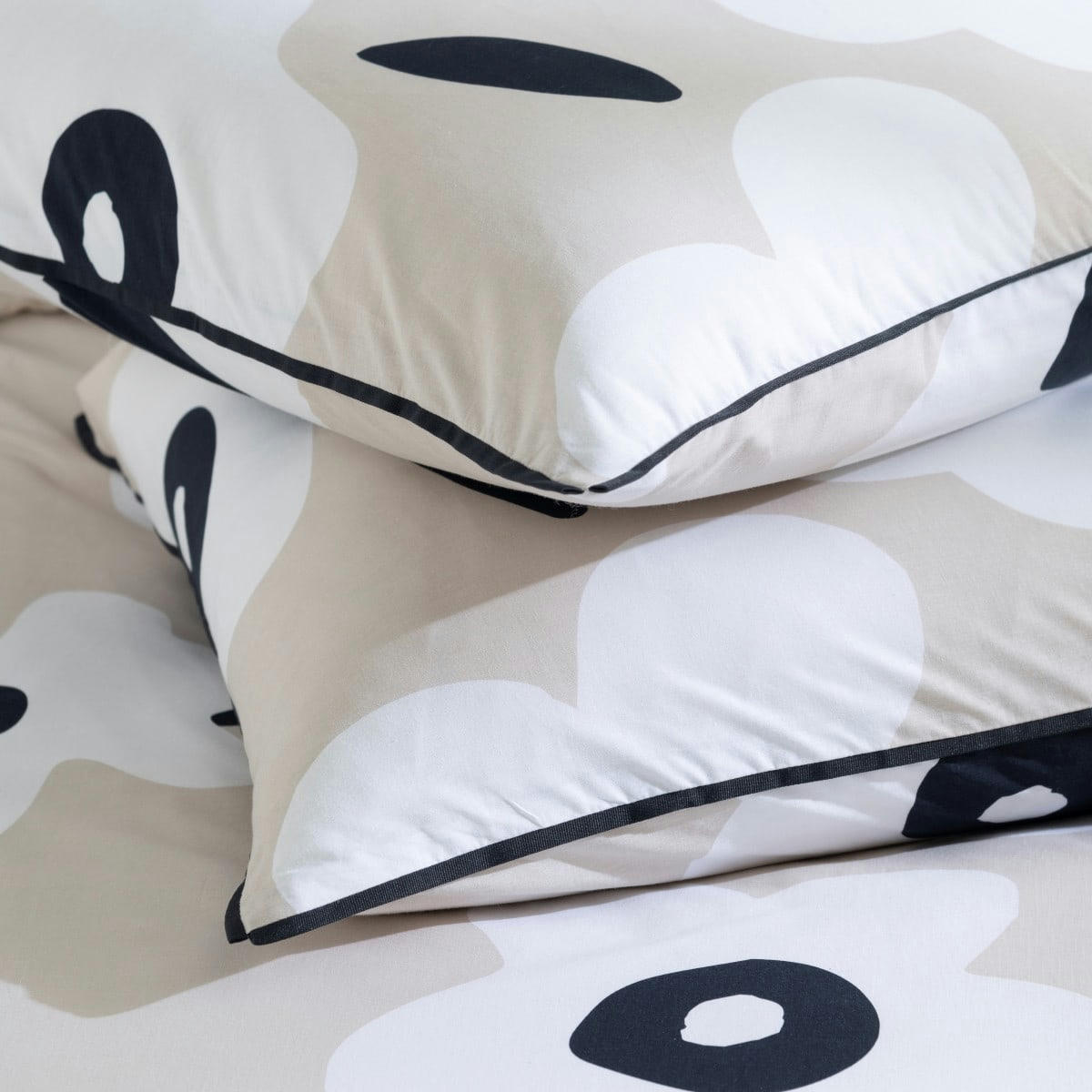 LENA - Parure de lit 2 personnes coton  imprimé beige 240x220cm