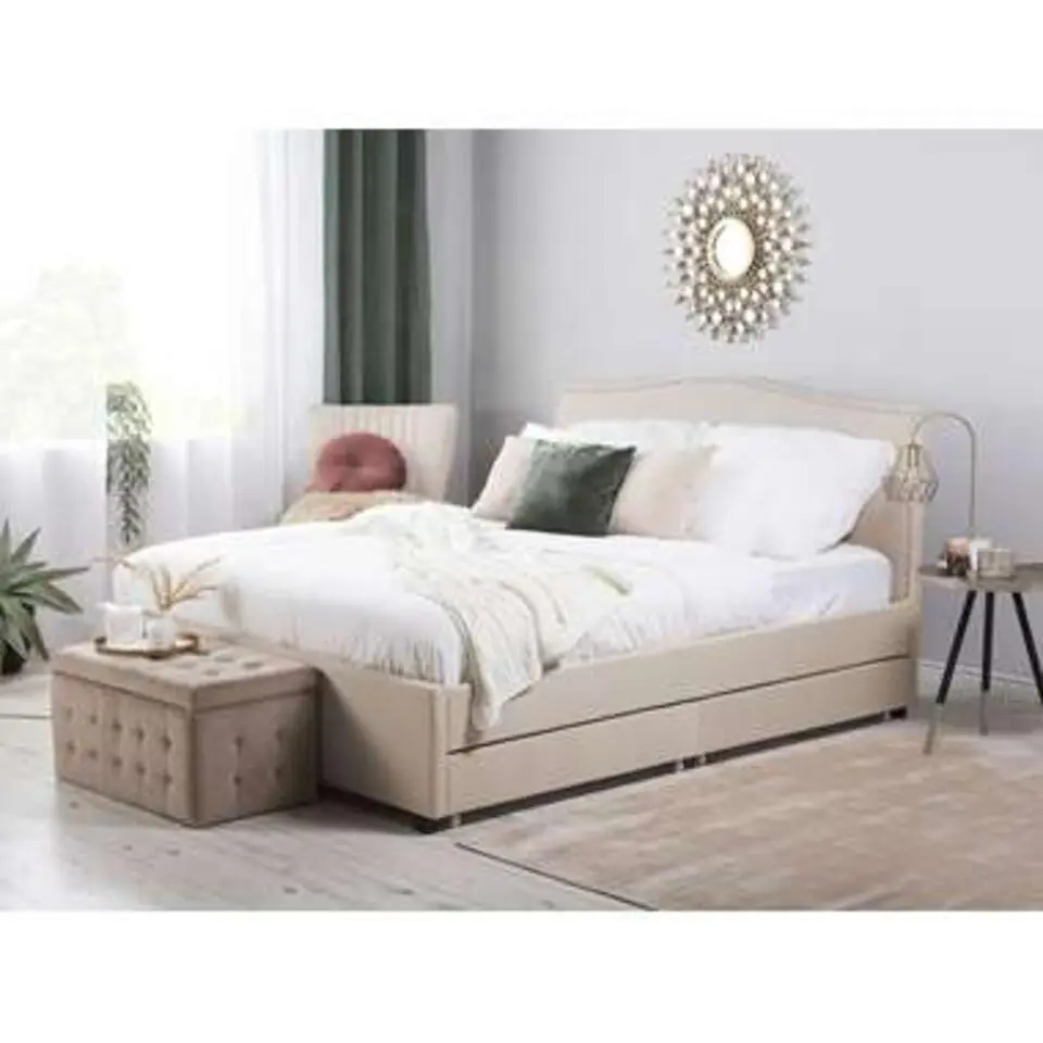 MONTPELLIER - Bed met opbergruimte - Beige - 180 x 200 cm - Polyester