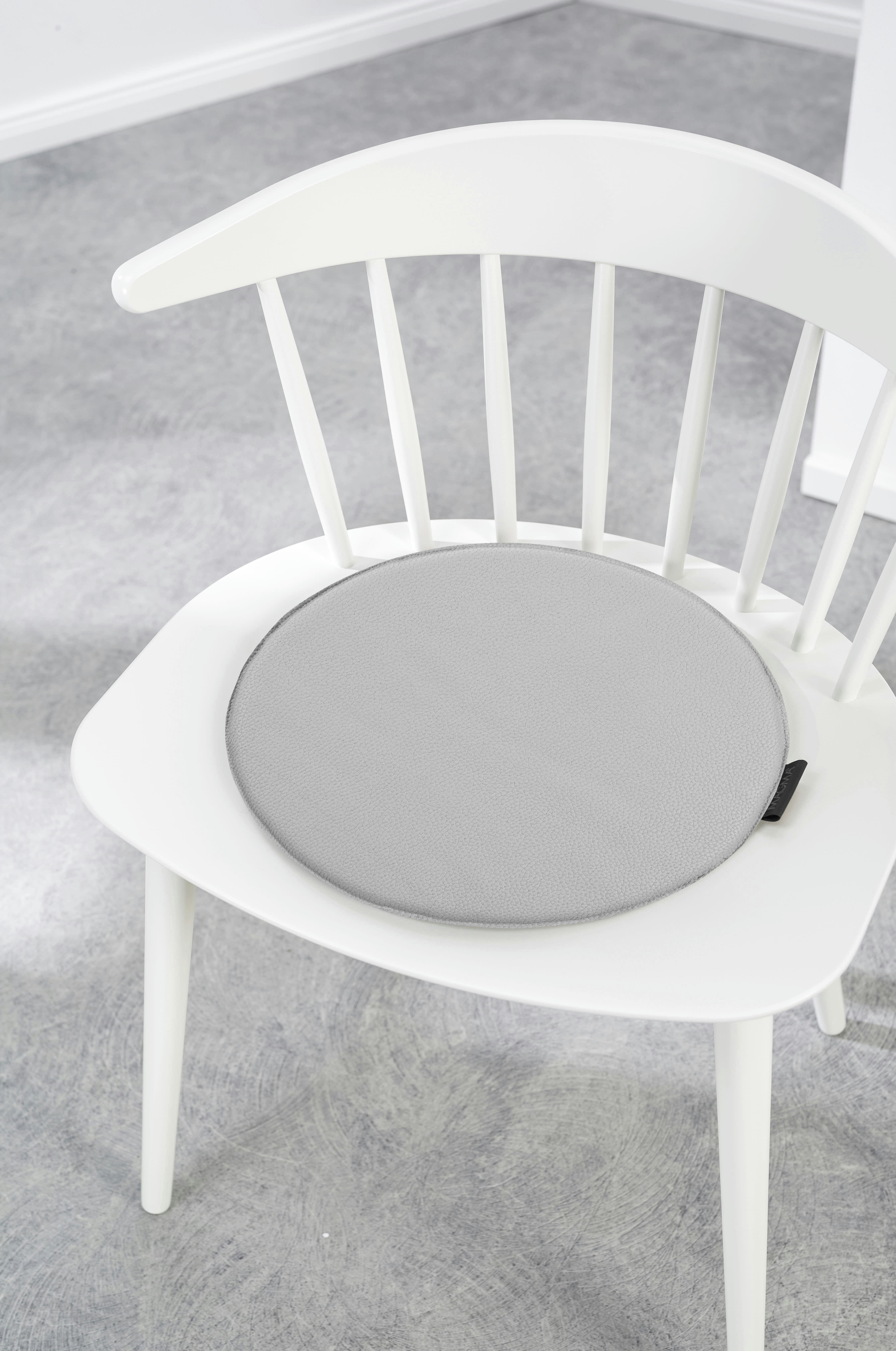 LUIS - Galettes de chaise gris clair imitation cuir - d.37 - lot de 4