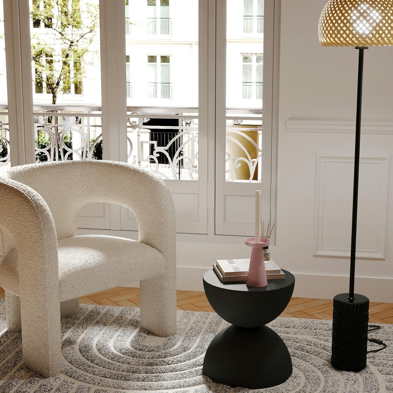 BERGAMOTE - Table d'appoint ronde design en magnésie noire
