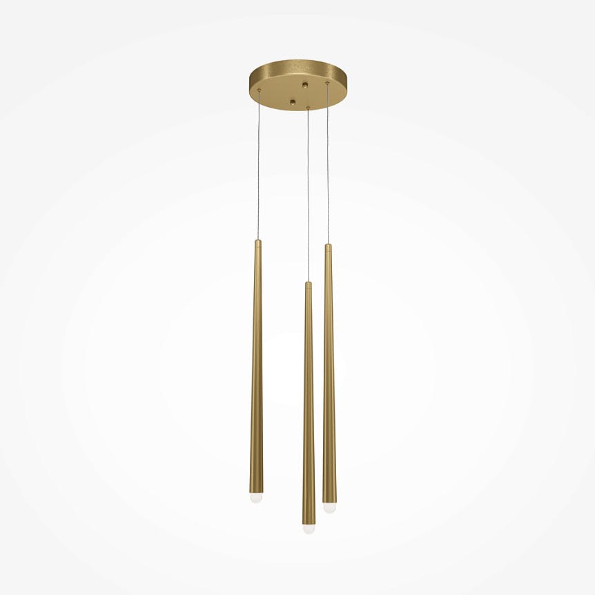Suspension design dorée LED - 3 tiges verticales AURORA