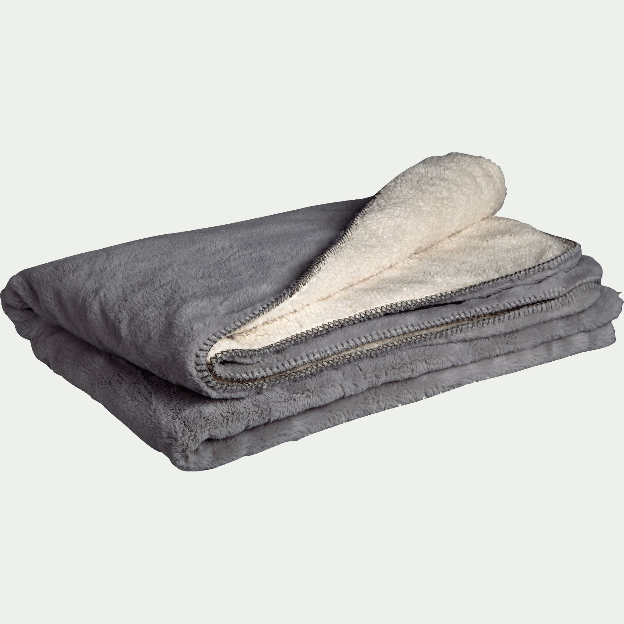 MARIUS - Plaid imitation fourrure 130x170cm - gris restanque