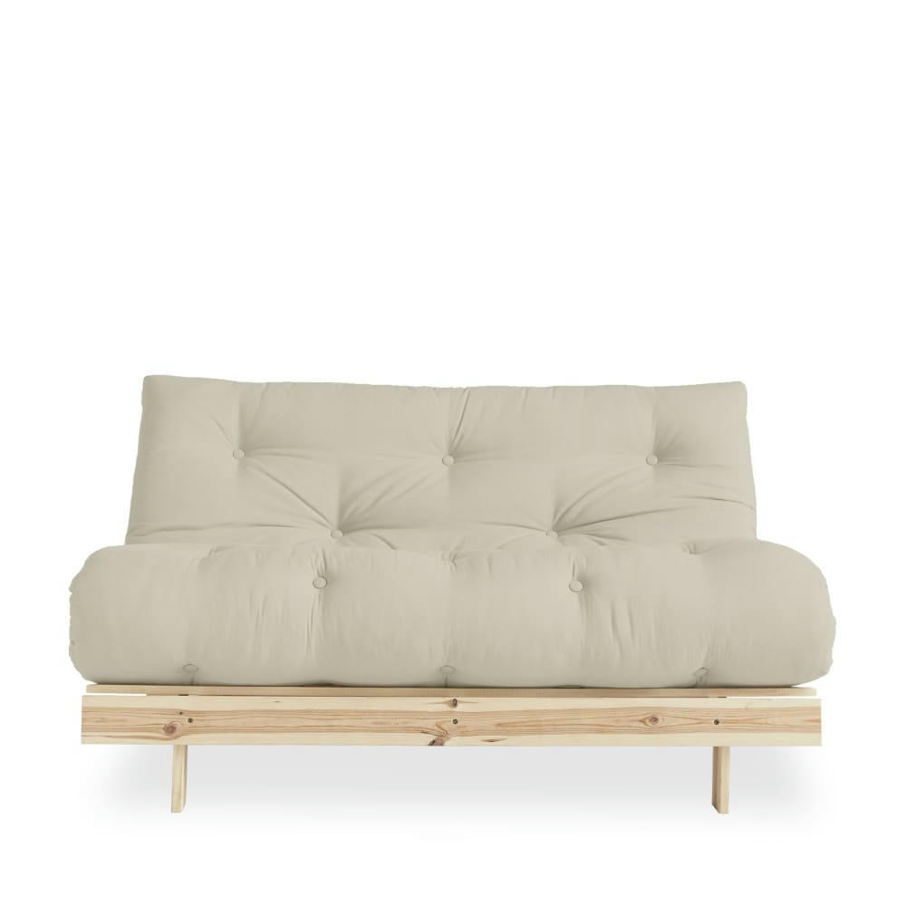 ROOTS - Canapé convertible en pin massif avec futon beige 140x200