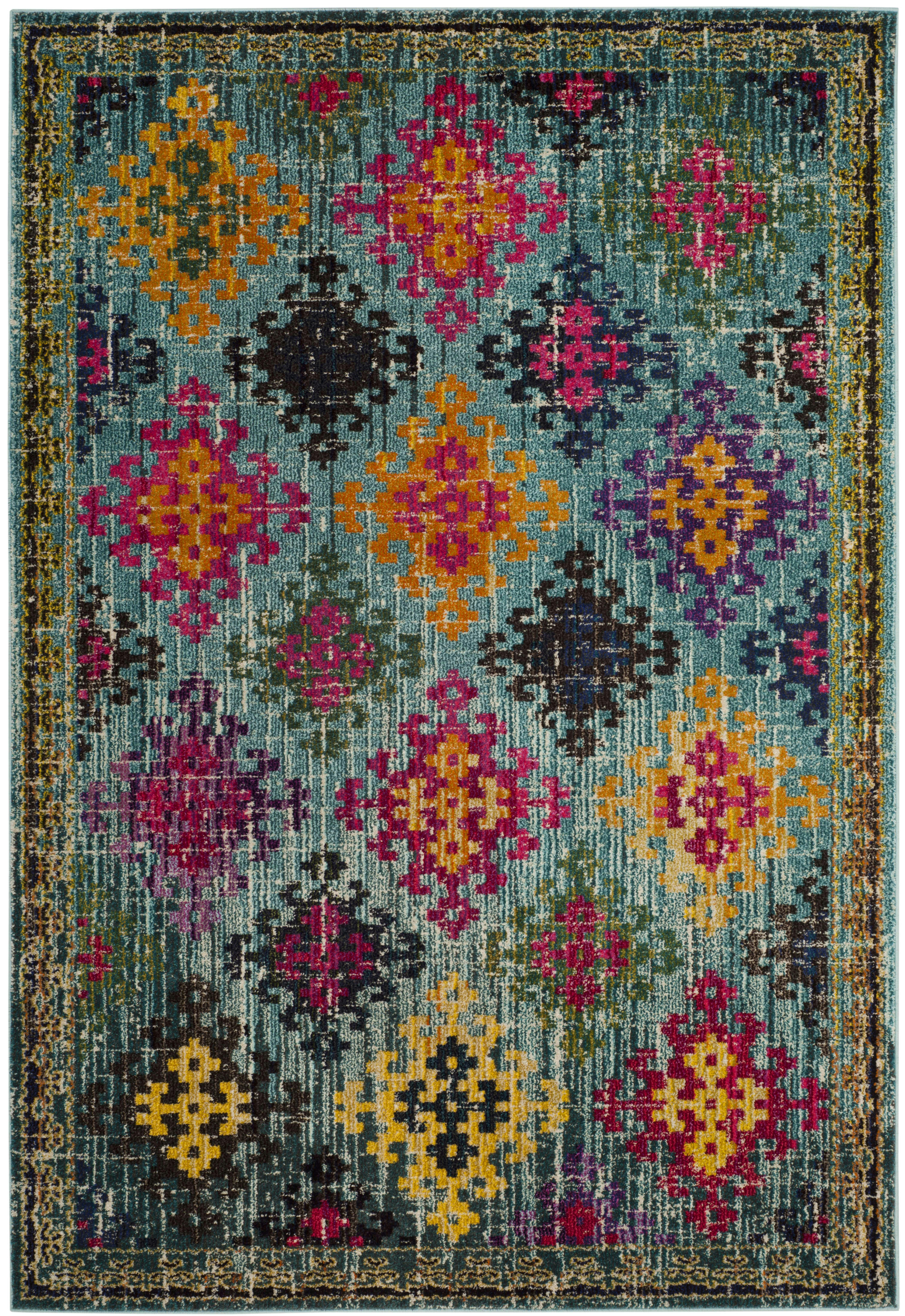 MONACO - Tapis de salon interieur en bleu & multicolore, 201 x 279 cm