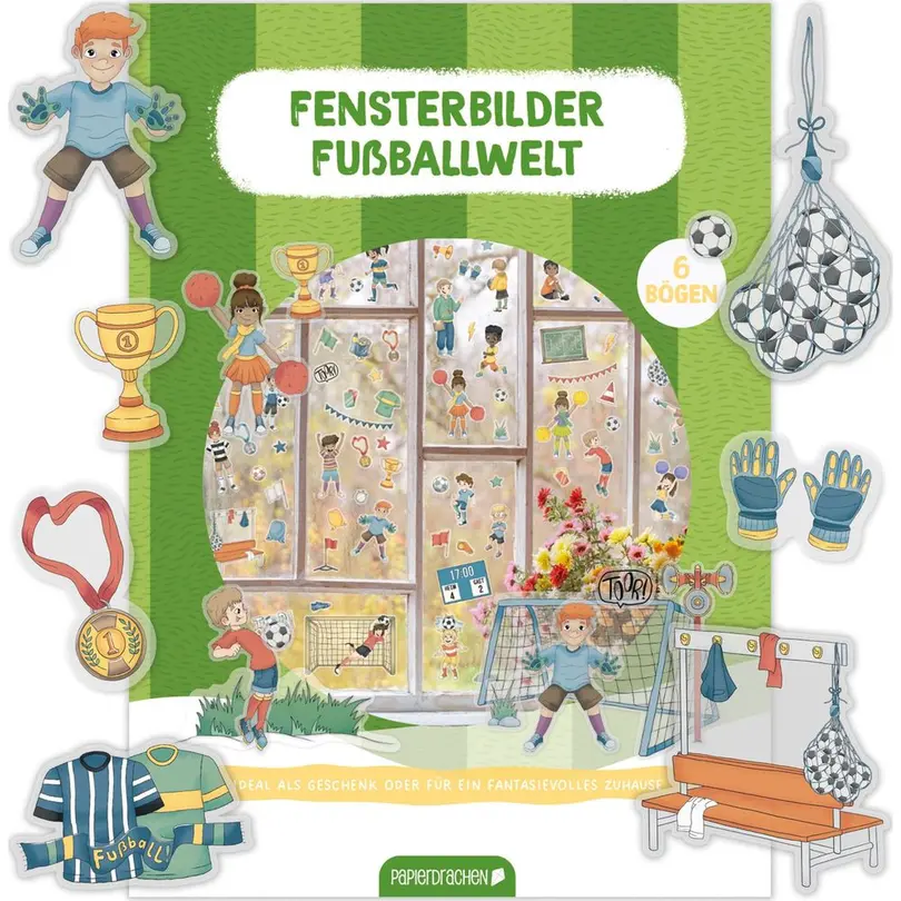Fensterdeko 6er-Set Fussballwelt