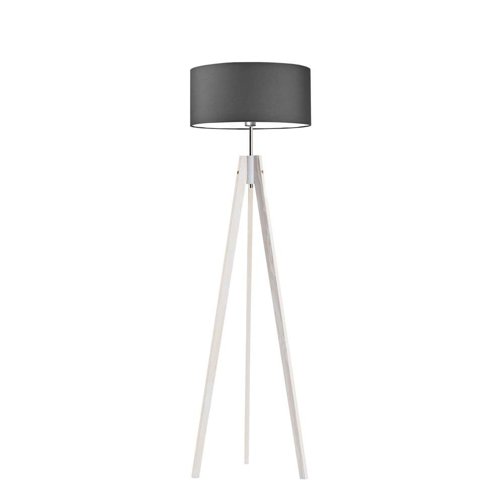 Lampa stojąca tripod abażur Biały/ Grafitowy