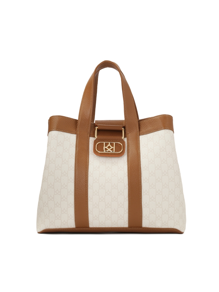 Two-color handbag with hand grips