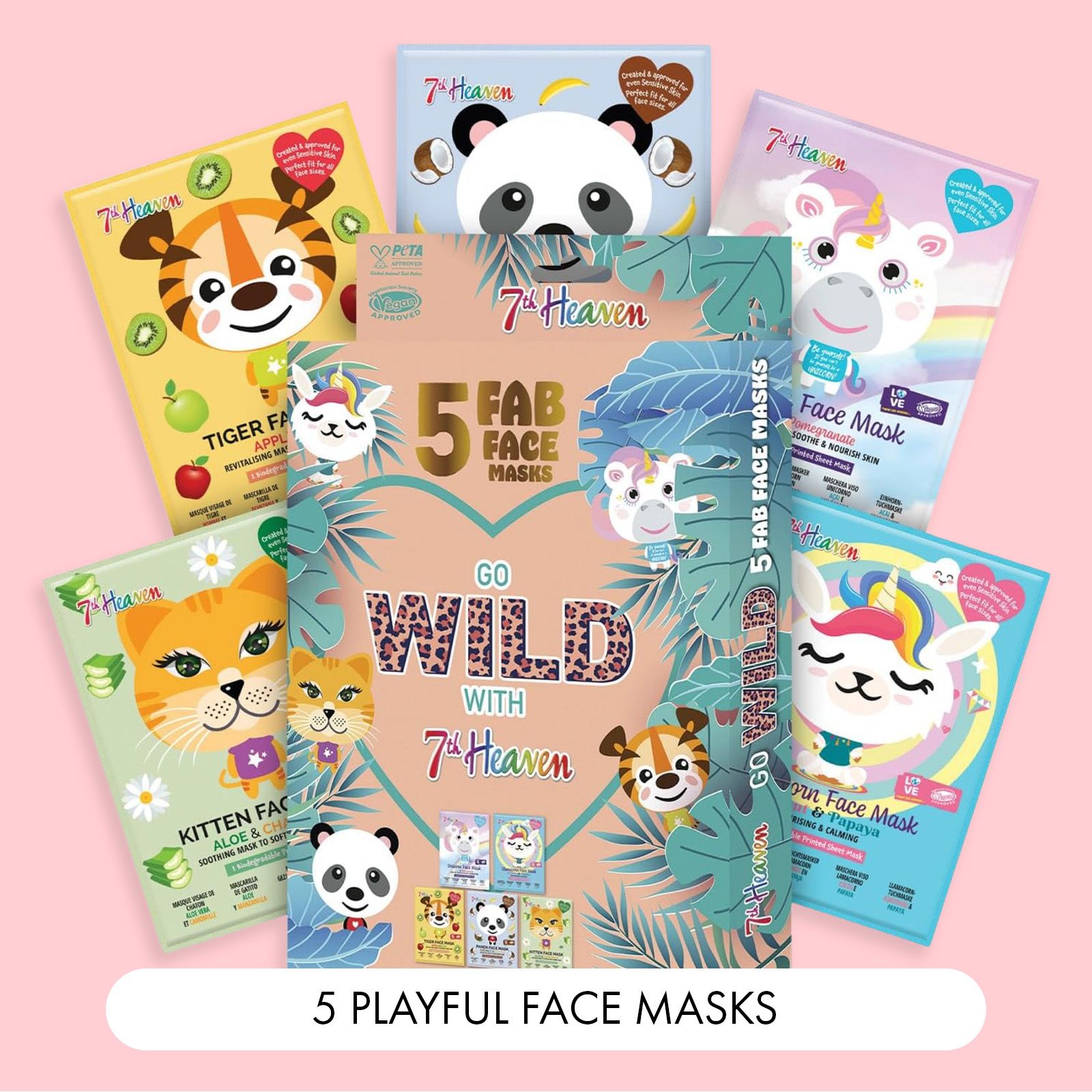 7th Heaven GO WILD! Animal Sheet Mask Multipack Gift Set