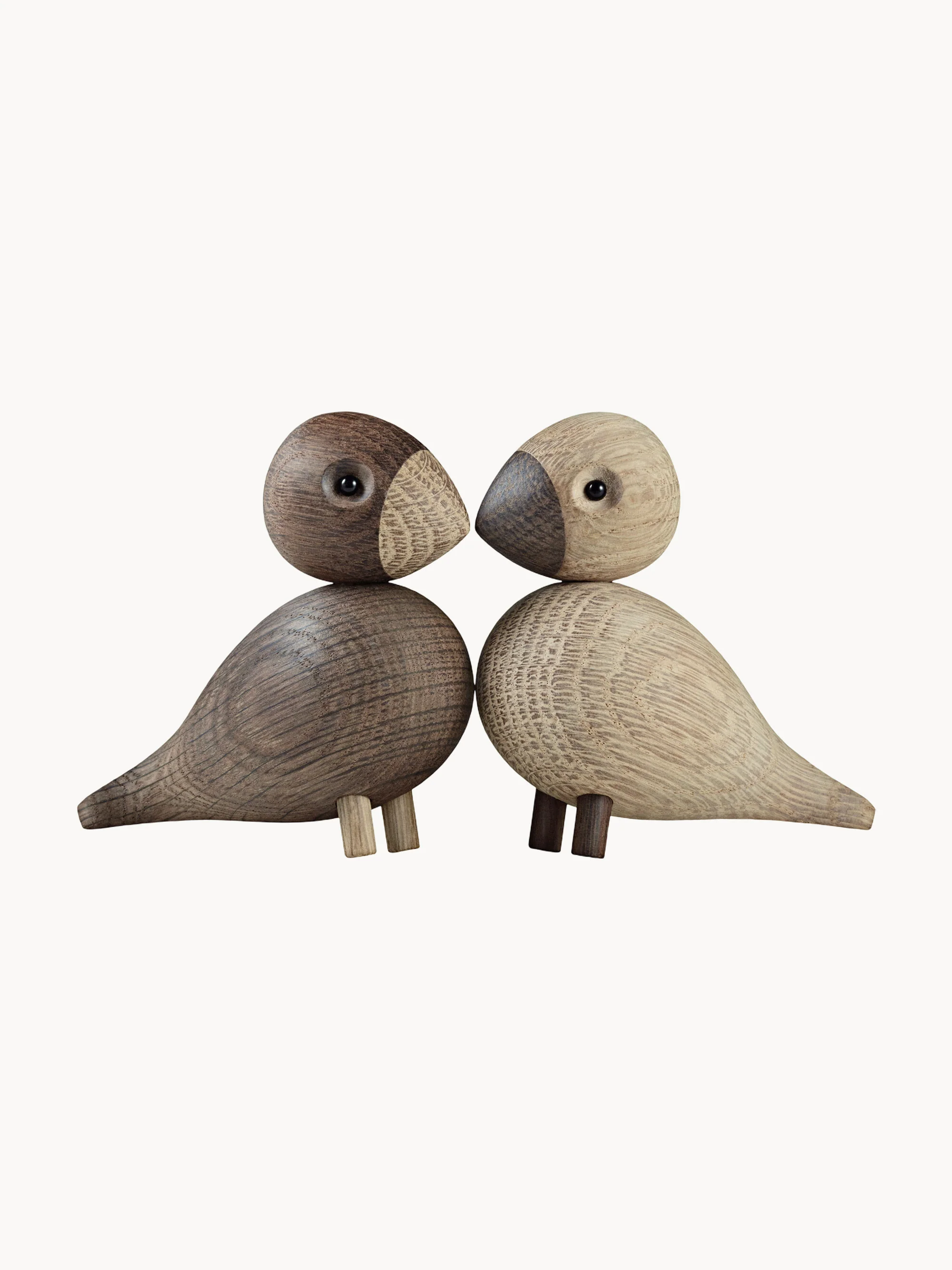 Deko-Objekte Lovebirds aus Eichenholz, 2er-Set