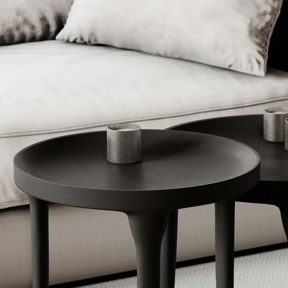 TRIP - Table basse en fonte D49cm noir