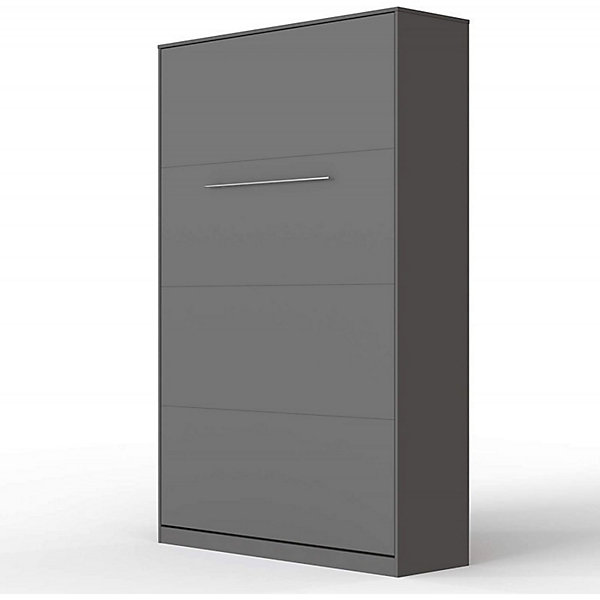 Lit escamotable  2 Placards Vertical 90x200 (50x2)cm Miroir Supérieur Anthracite-Anthracite