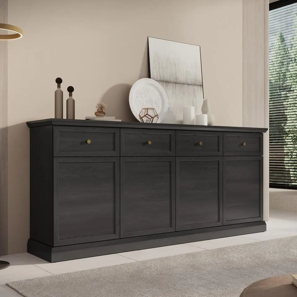 Meubella - Dressoir Leroy - Zwart eiken - 193 cm