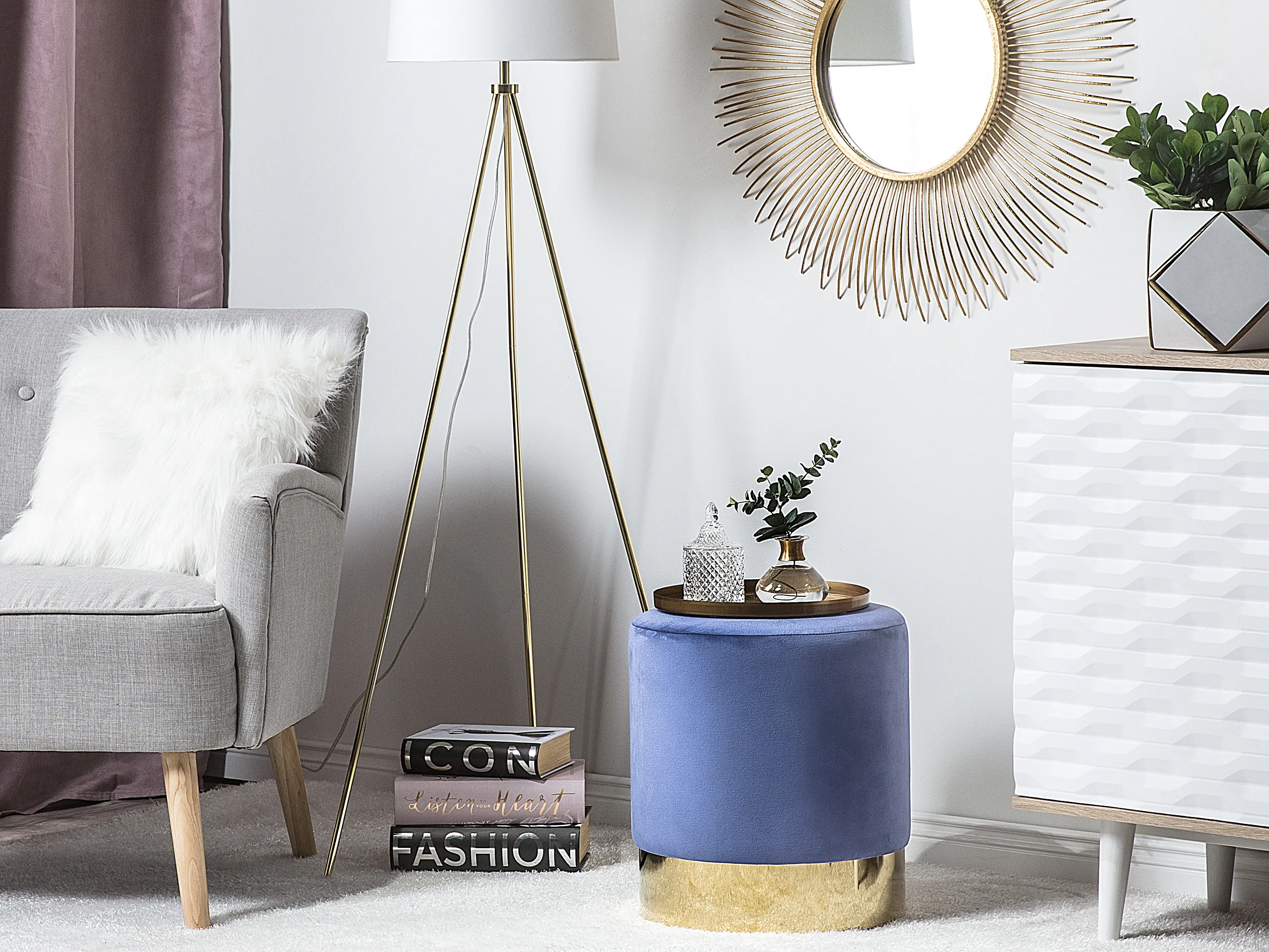 Pouffe SOPHIA Velvet Navy Blue