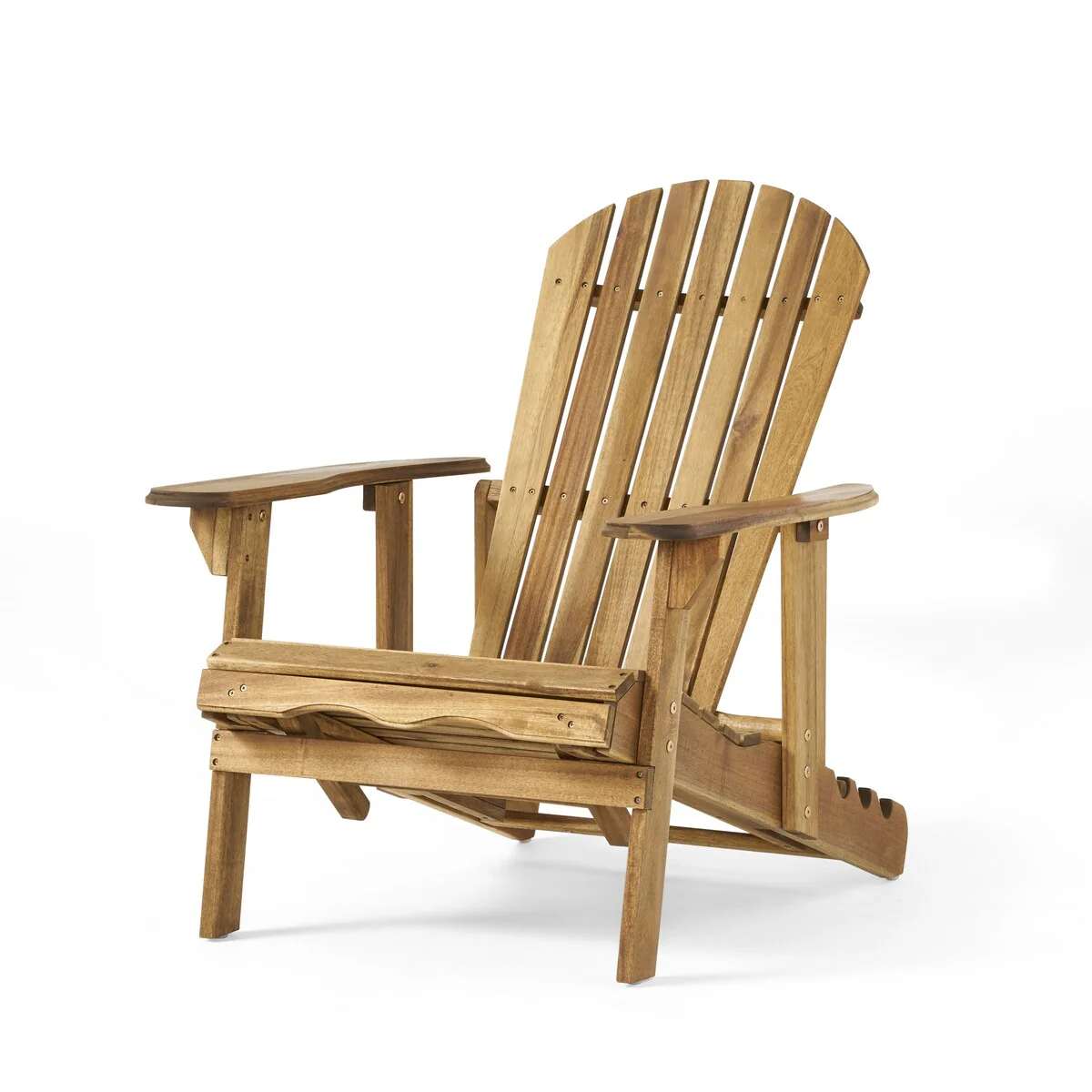 Outdoor Acacia Adirondack Lounge Chair with Pull Out Footstool