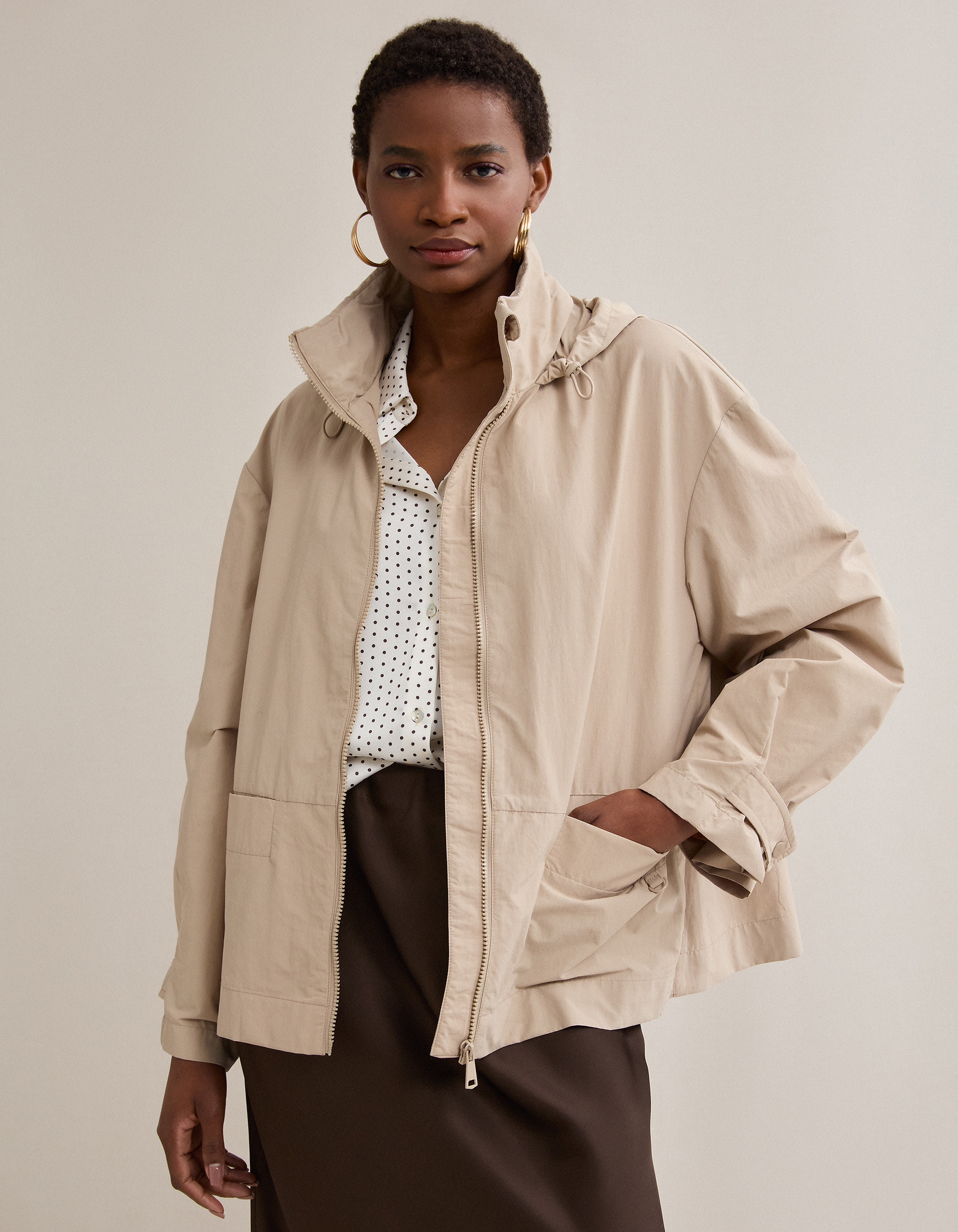 Parka Curta, Mulher, Bege