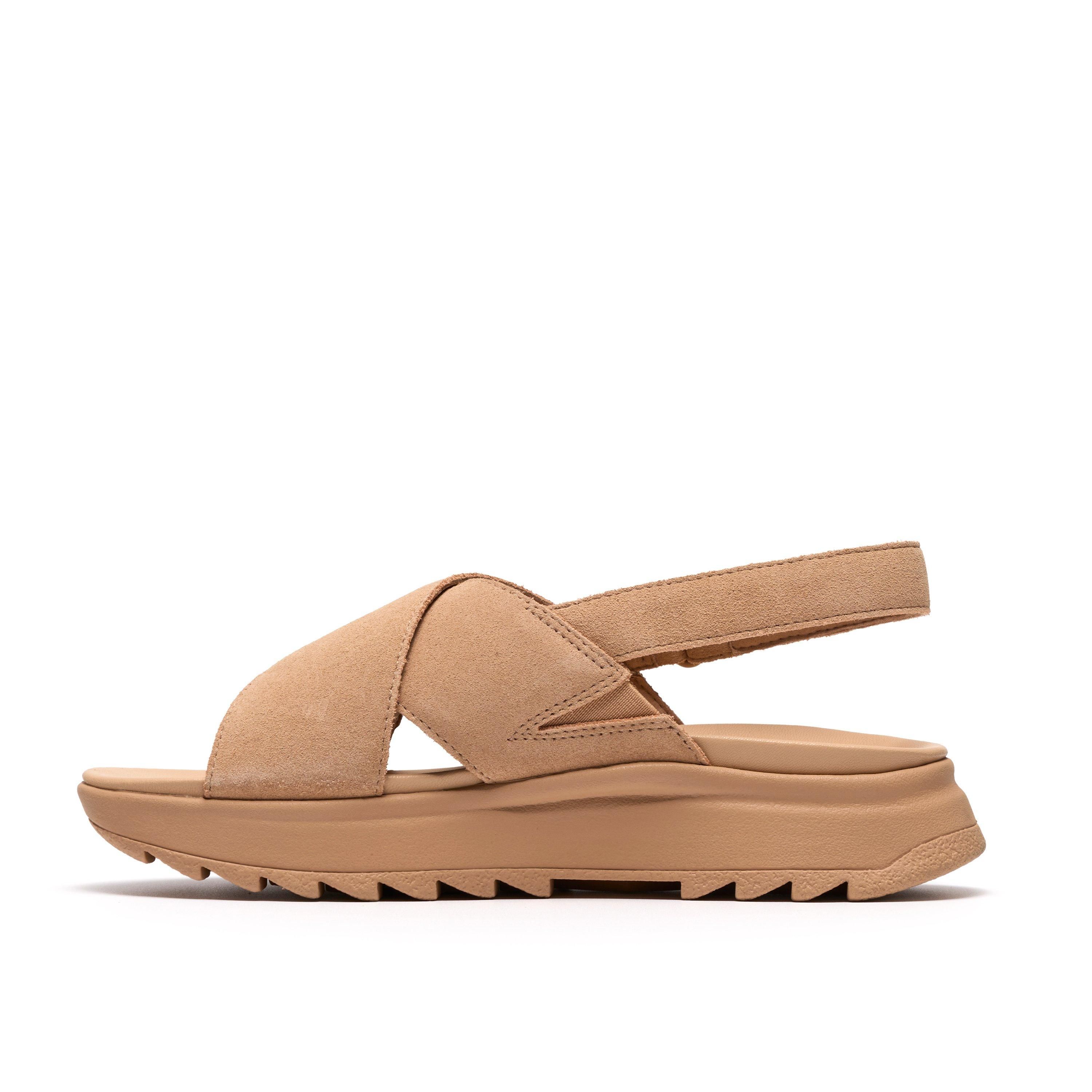 Clarks DashLite Wish Beige Suede Flat Sandals