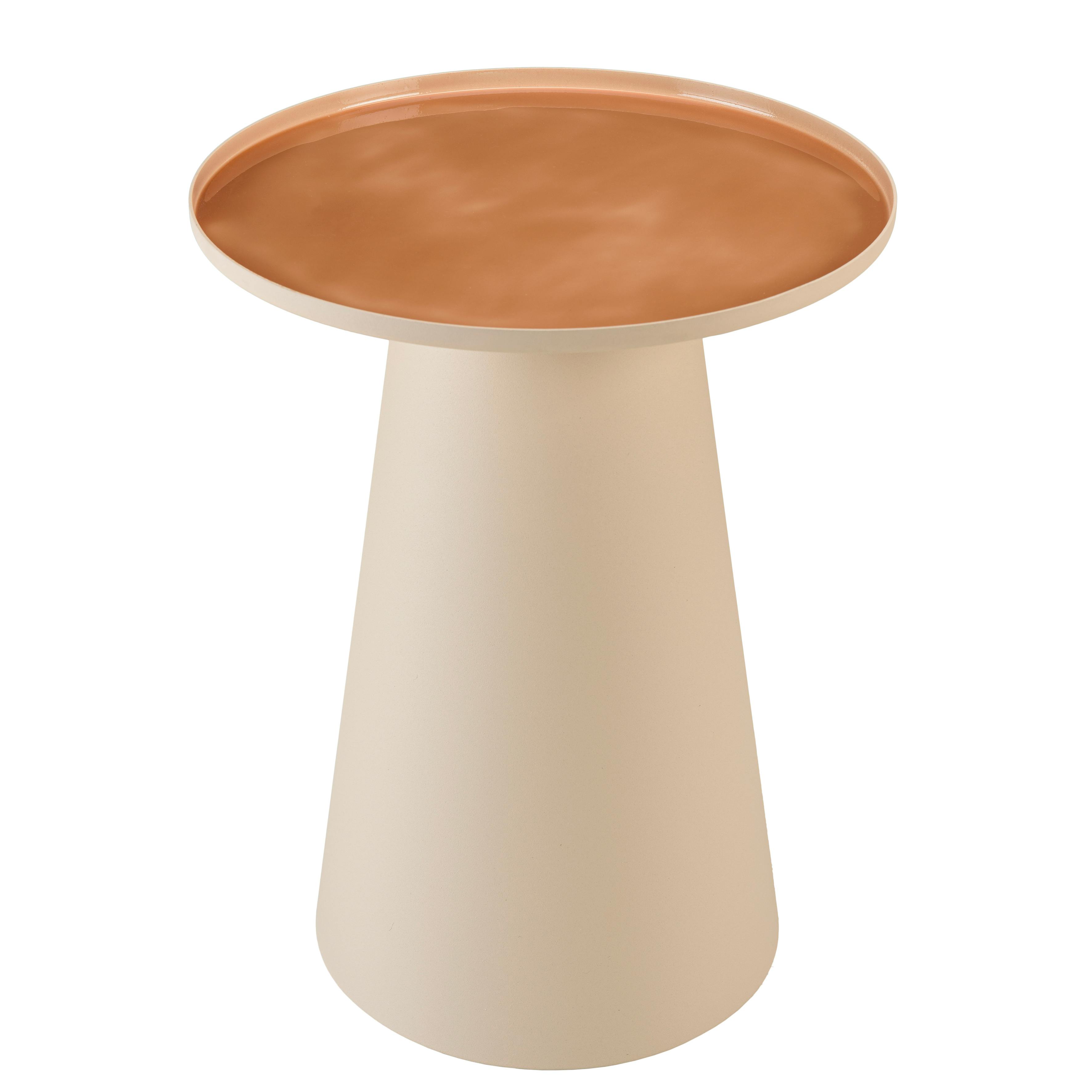 Table d'appoint ronde 40x40cm plateau en métal émaillé caramel TOSCA