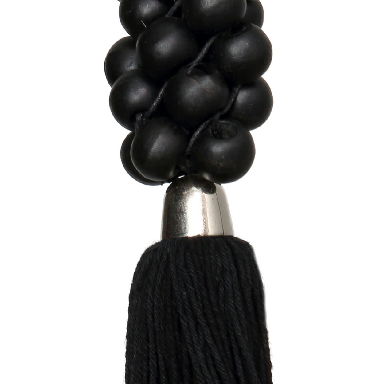 WOODEN BEADS - Porte-clés en bois et cotton noir