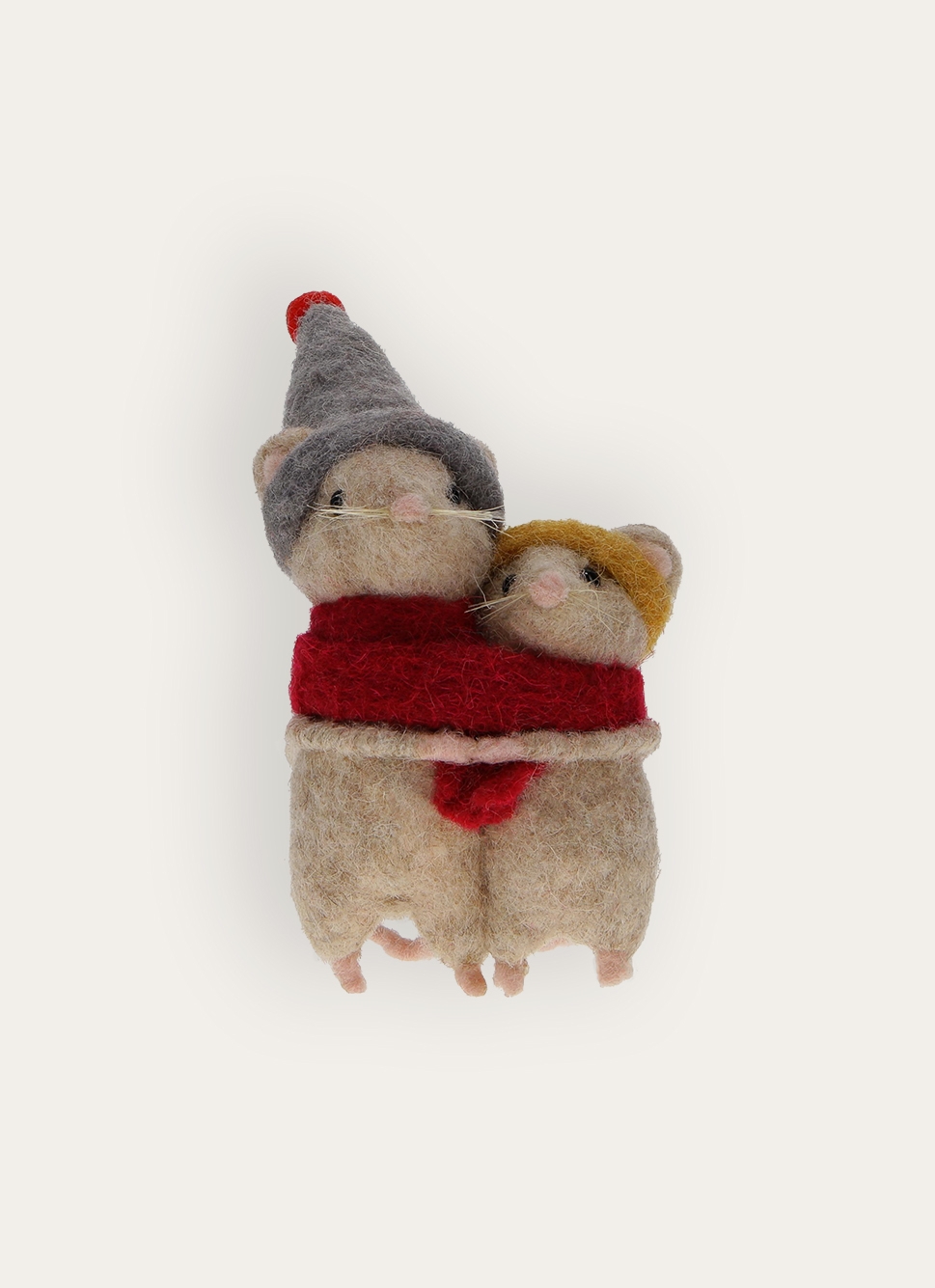 DUO DE PETITES SOURIS DÉCORATIVES EN FEUTRE BEIGE CLAIR