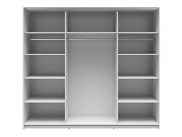 Armoire à 2 portes coulissante coloris Blanc brillant/Chêne wotan - Longueur 220 x Profondeur 60 x Hauteur 195,5 cm
