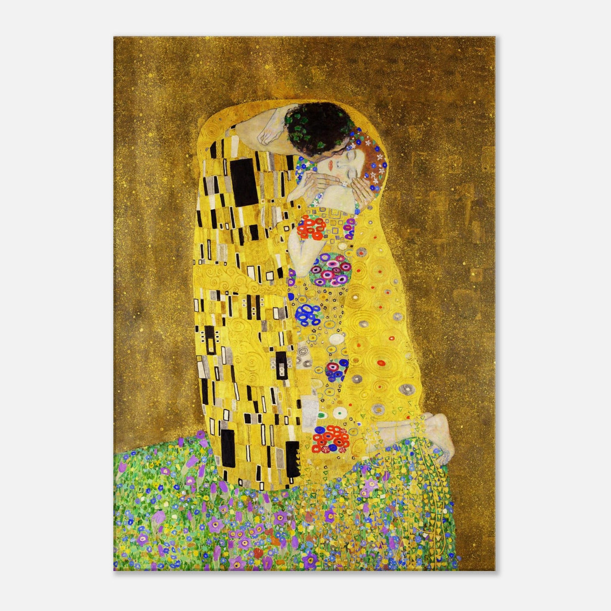 Artfulprints Canvas Gustav Klimt - The kiss canvas - 50x70 cm - Geel