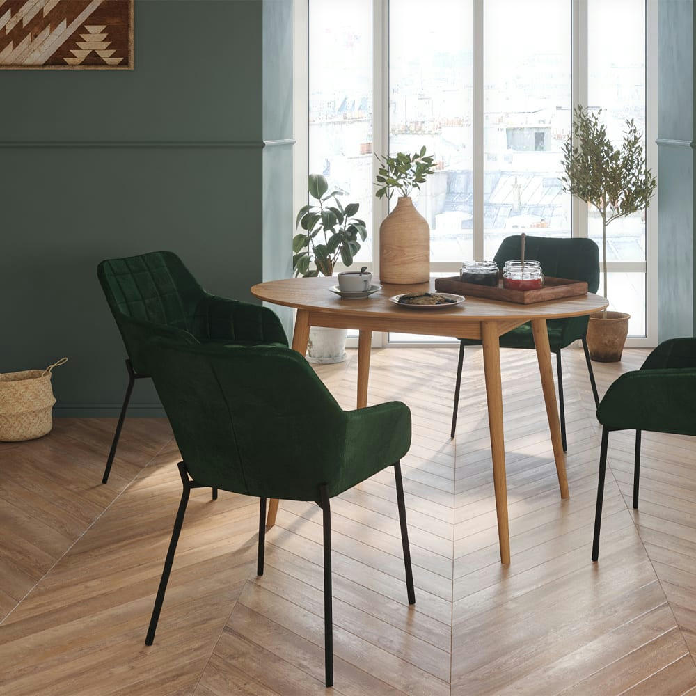 ROMY - Chaise en velours vert foncé (lot de 2)