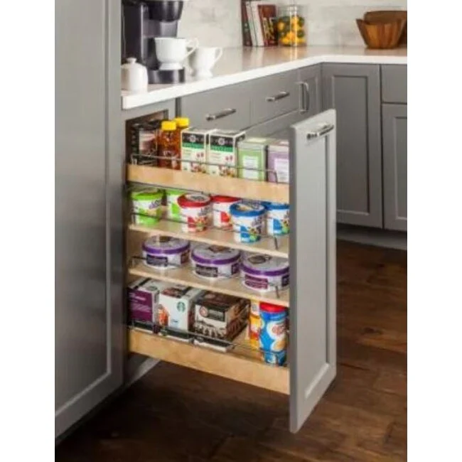 Hardware Resources 8 Inch Base Cabinet Pull Out Shelves with Concealed