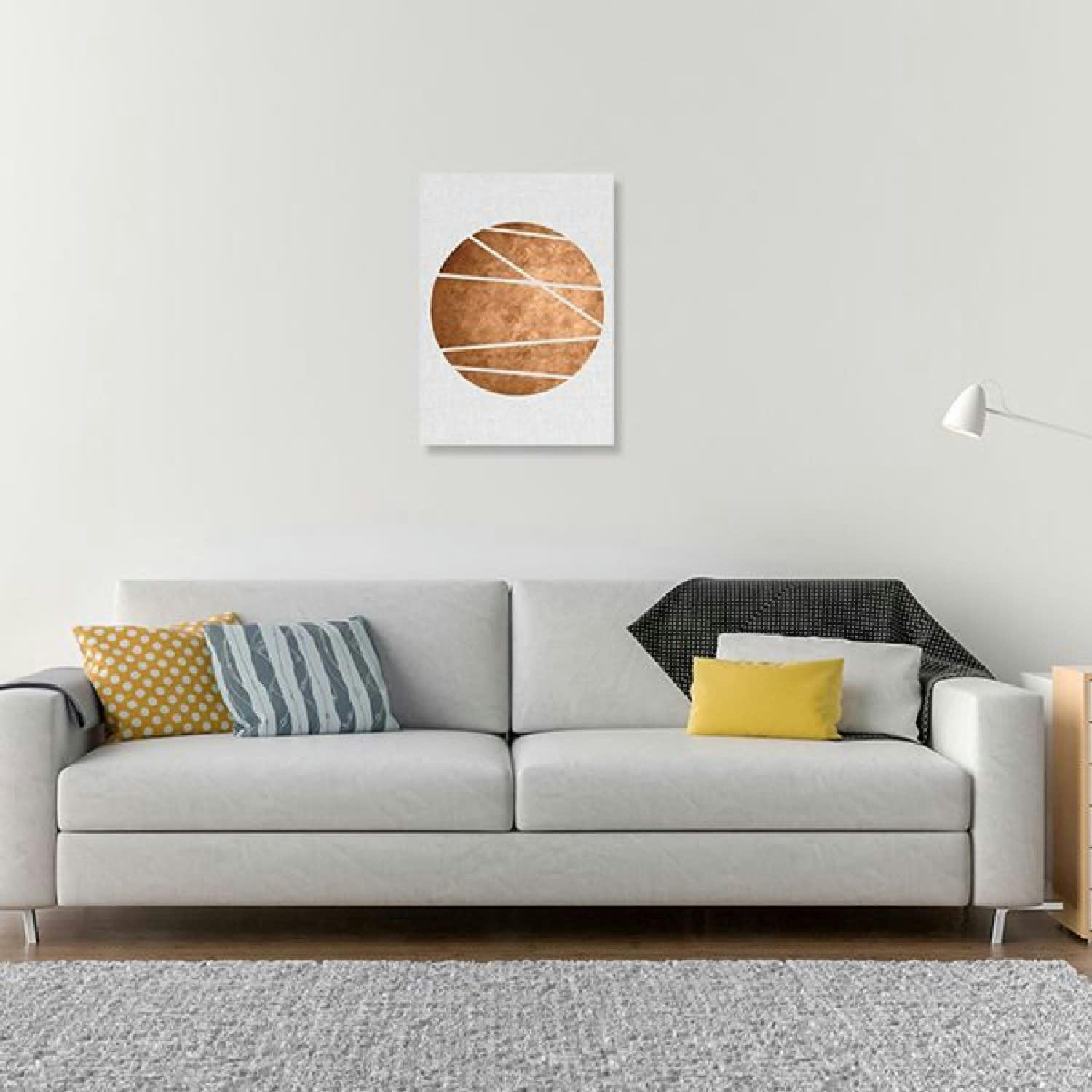 ABSTRAIT - Tableau métal géométrie rond cuivre 32x45