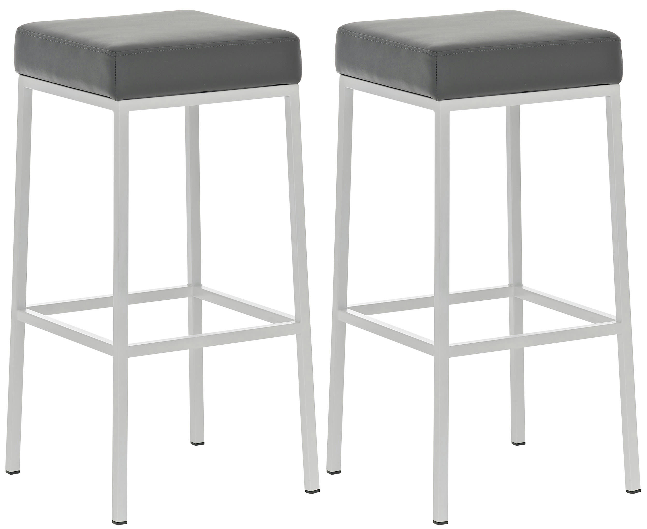 MONTREAL - Lot 2 tabourets de bar avec pieds en métal en similicuir Gris