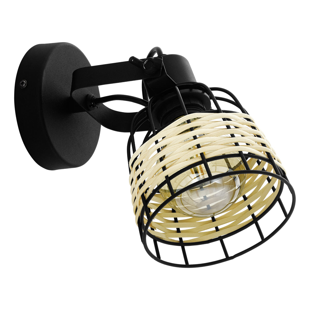 EGLO spot Anwick 1 - e27 - hout - zwart/bruin