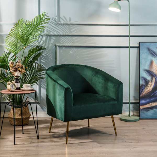 Fotel salonowy z metalu i zielonego aksamitu w stylu retro