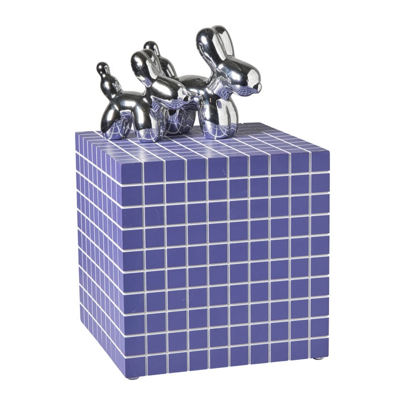 Bijzettafel kubus checks - paars - 30x30x30 cm