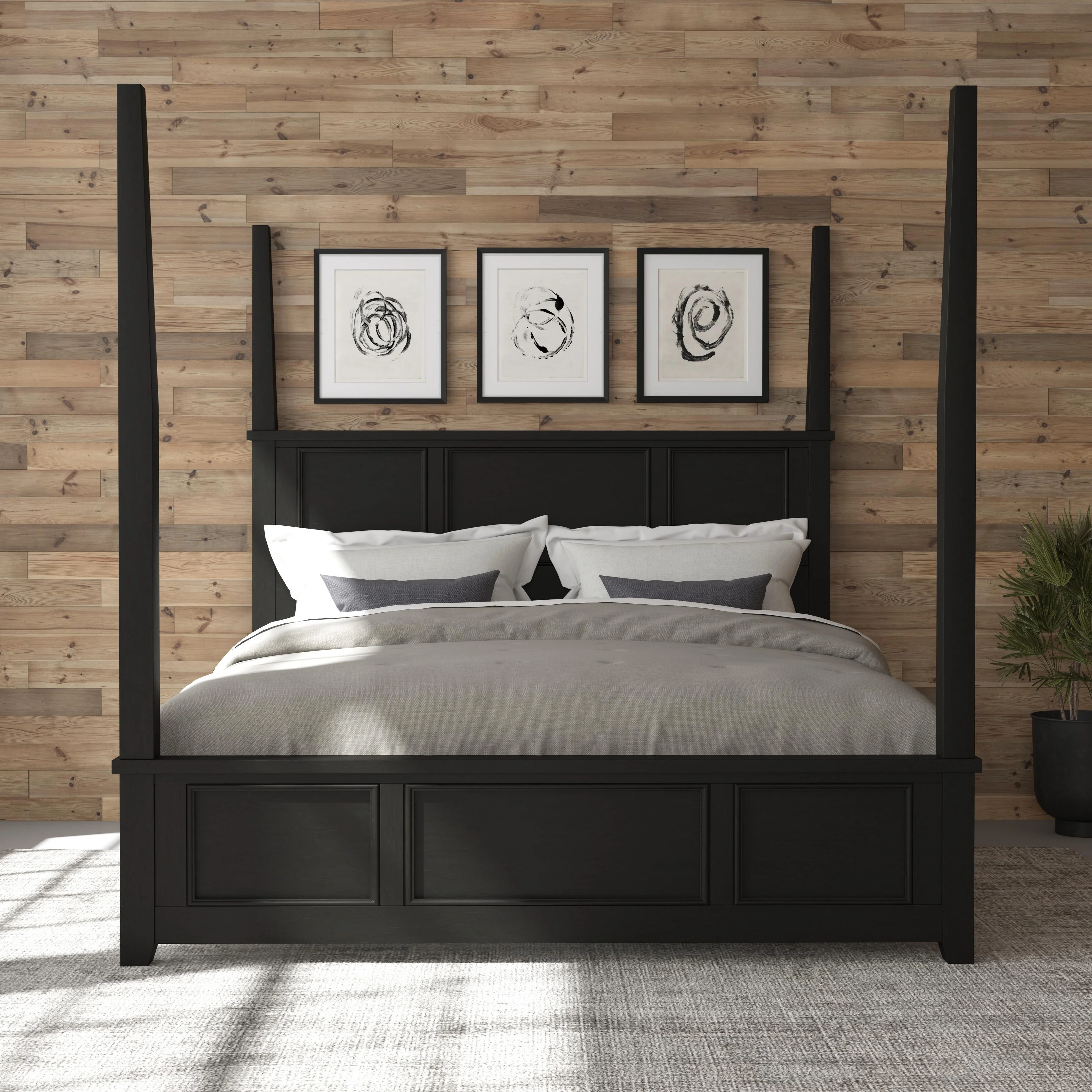 Homestyles Bedford Black King Poster Bed