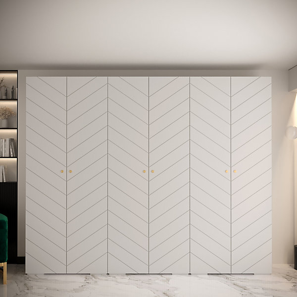 Armoire Manhattan Ryfel 4 a portes battantes H. 236,7 x L. 300 x P. 47, 6 portes