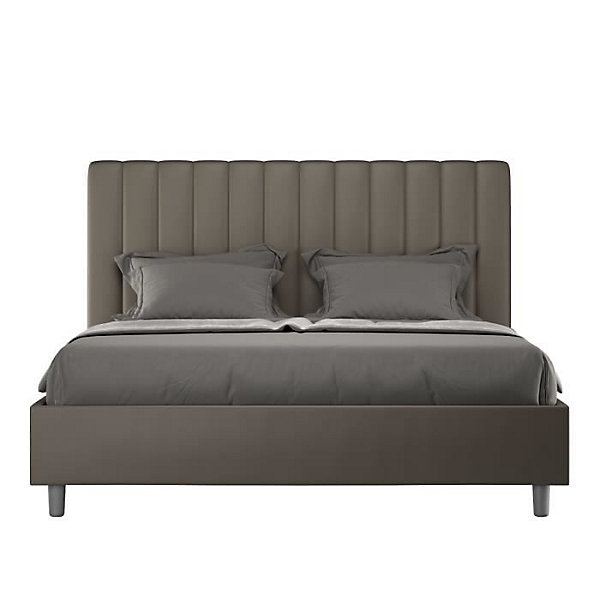 Lit rembourré en simili cuir Agueda cappuccino sans sommier 160x210