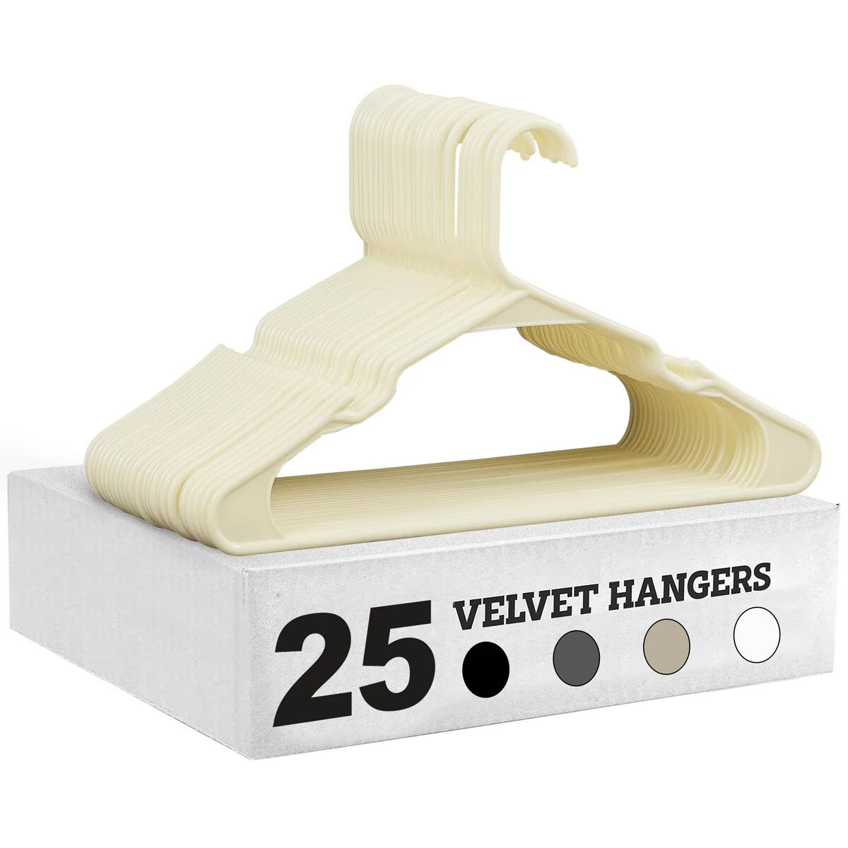 Javlergo 25/50 Pack Plastic Hanger, Space Saving, Sturdy Heavy Duty Clothing Notched Hangers
