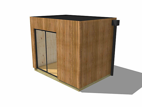 Extension bois traité autoclave en bois 3,3 x 2,4 x 2,7 m avec plancher isolé / menuiseries alu k-line
